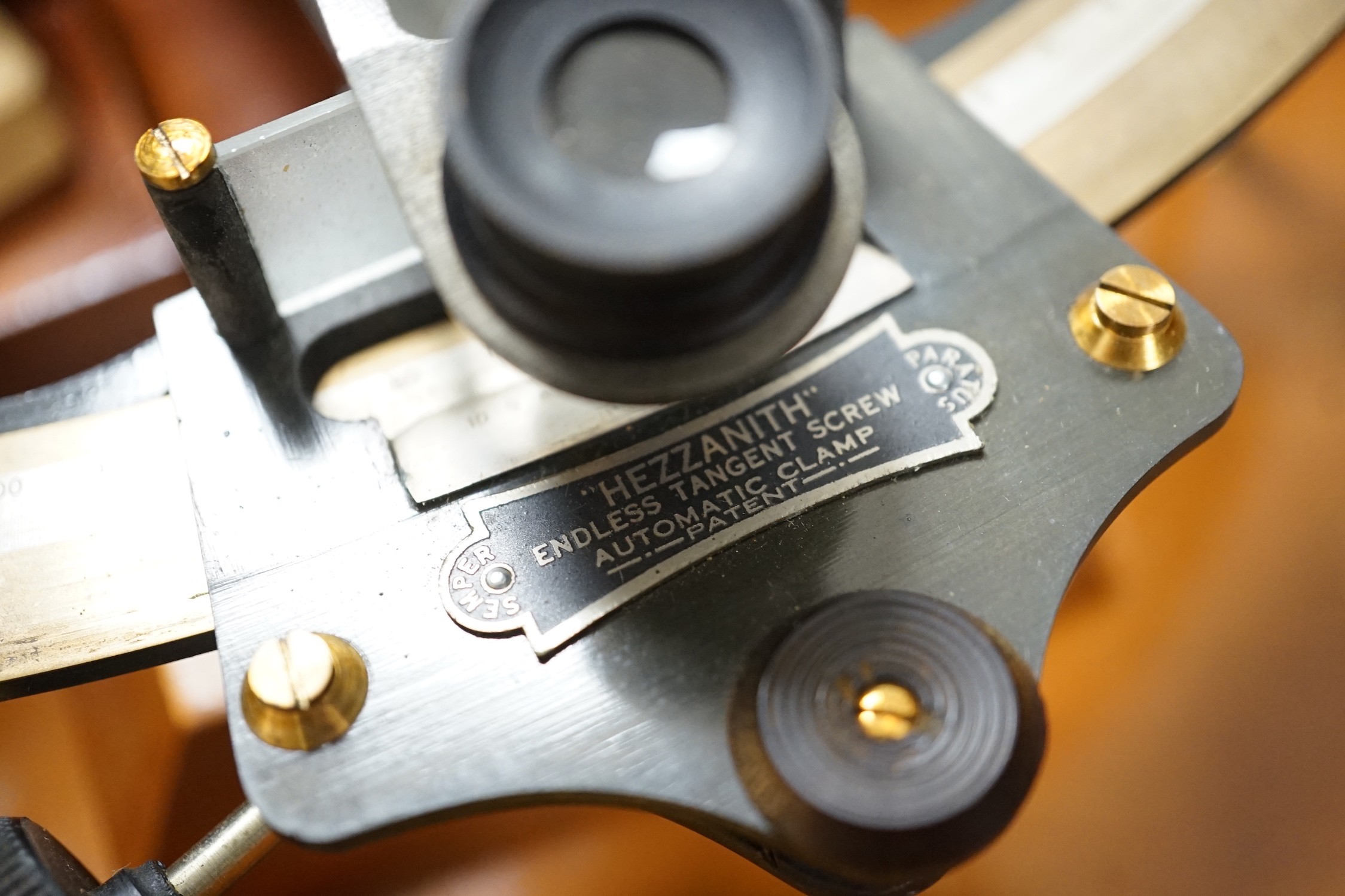 A mahogany cased Hezzanith sextant, incomplete